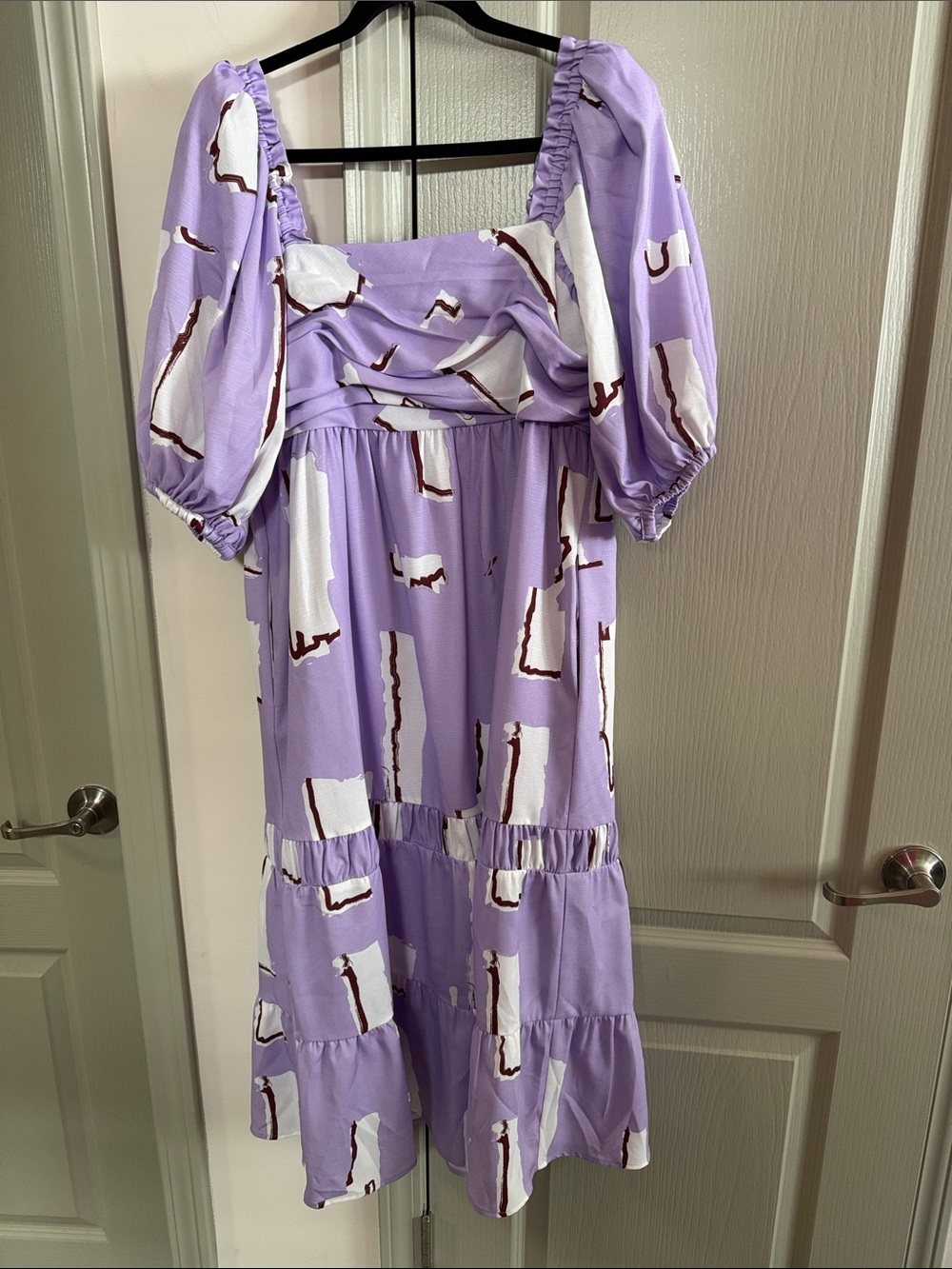 CROSBY by Mollie Burch Lavender Puff Sleeve Printed Midi Emerson Dress